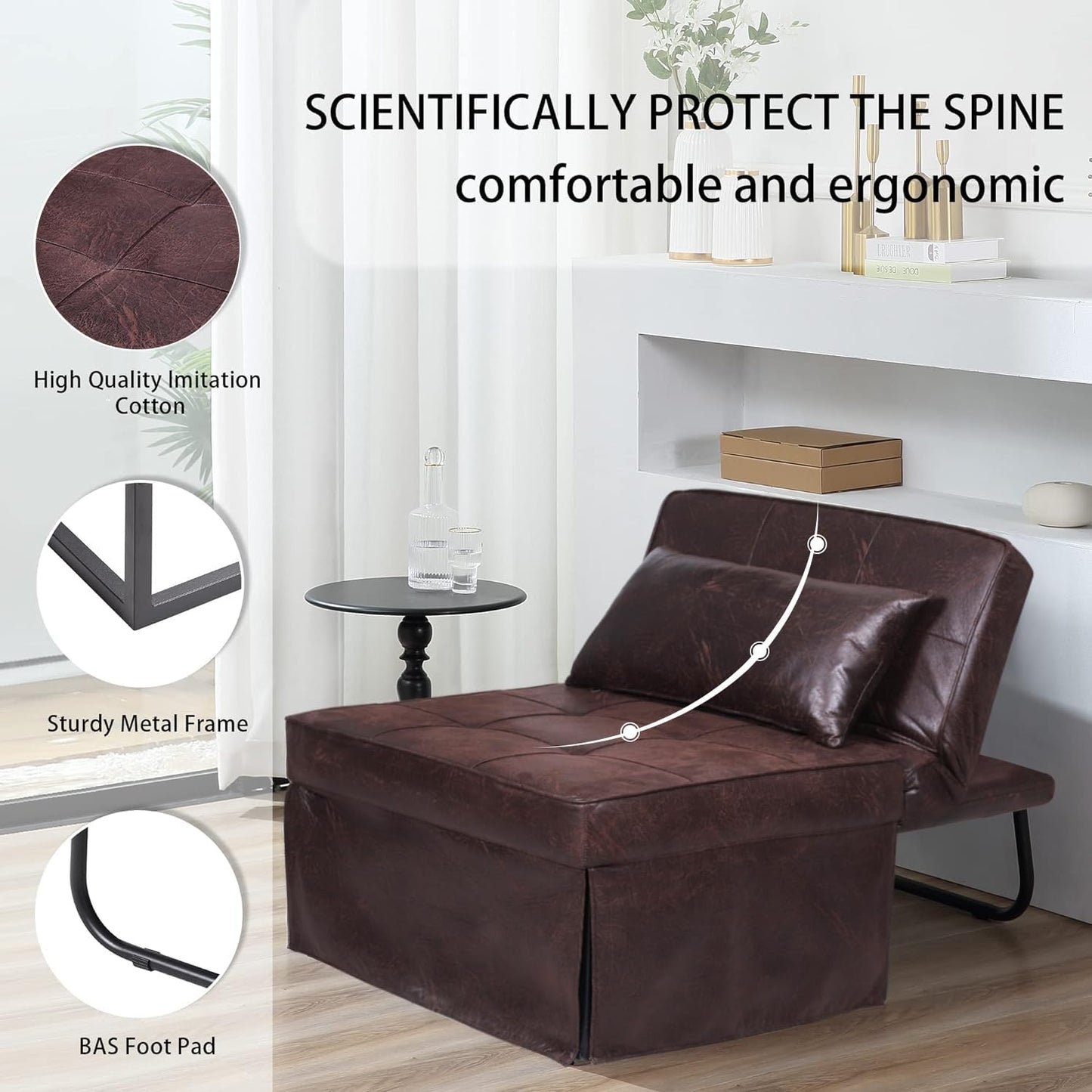 Sofa Bed, 4 in 1 Multi-Function Folding Ottoman for Living Room Apartment Office