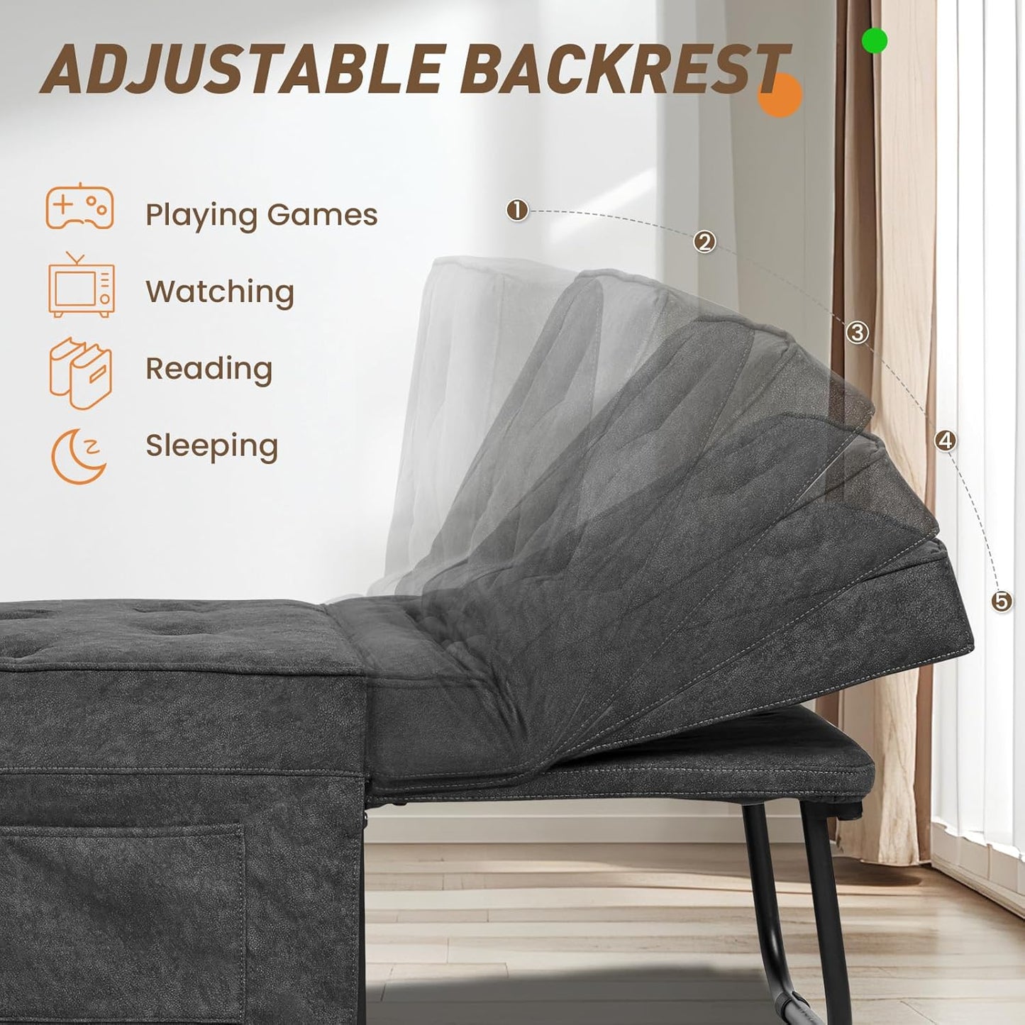 Sofa Bed, 4 in 1 Multi-Function Folding Ottoman for Living Room Apartment Office
