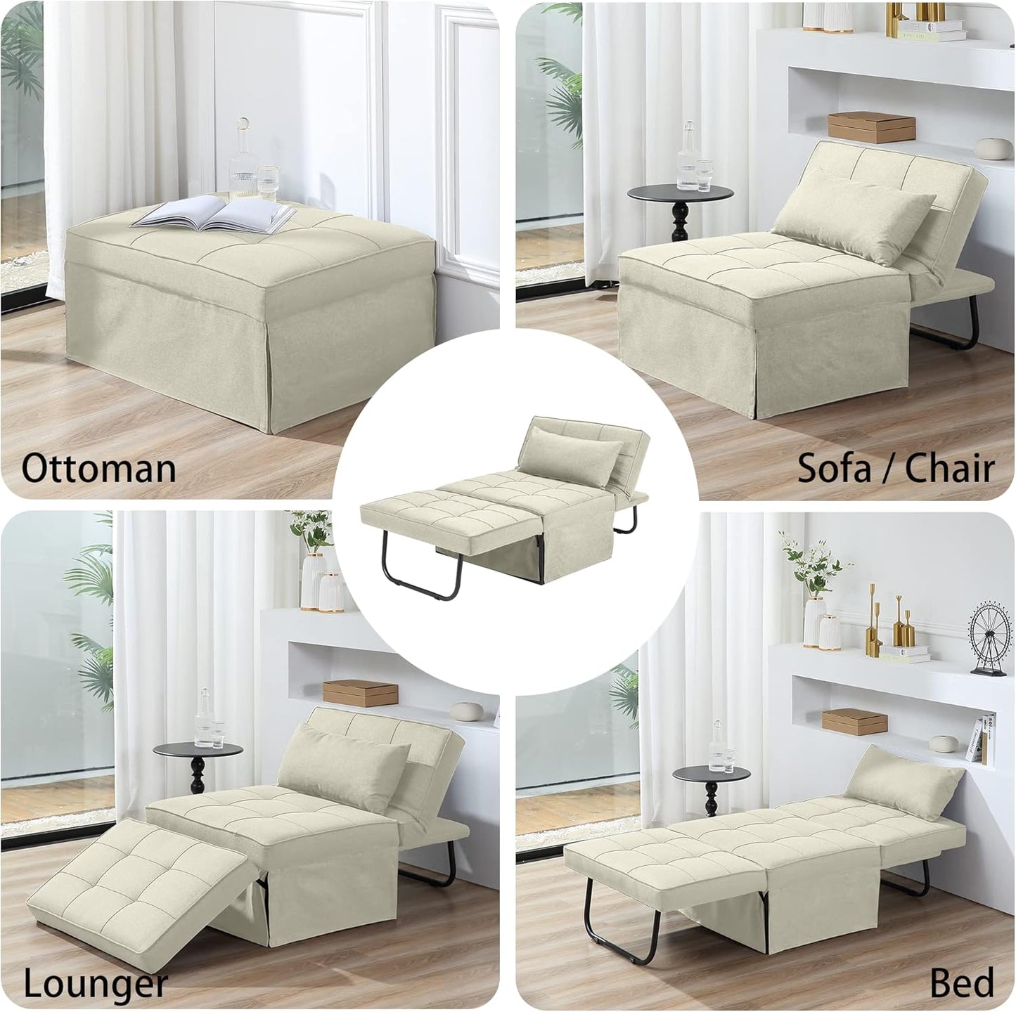 Sofa Bed, 4 in 1 Multi-Function Folding Ottoman for Living Room Apartment Office