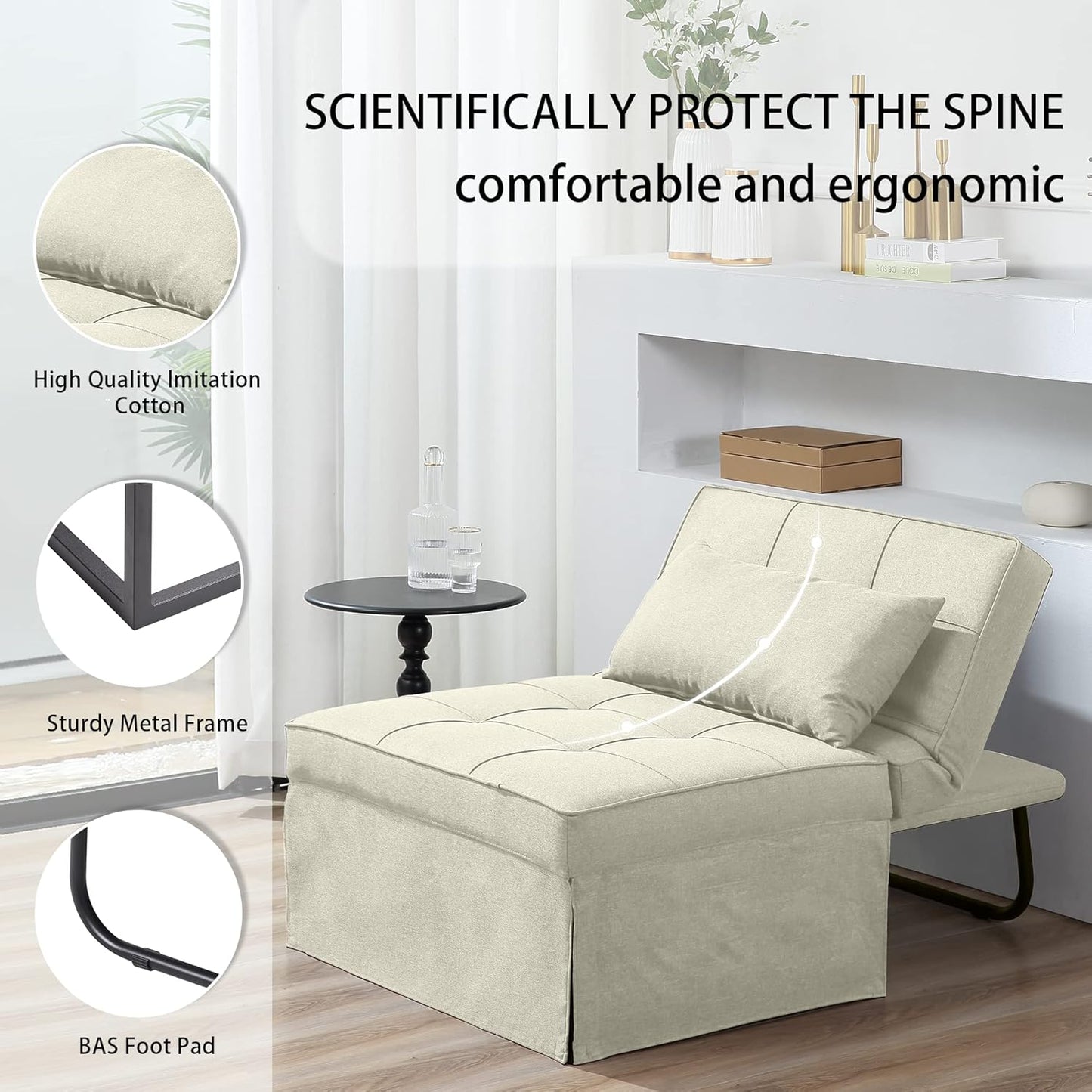 Sofa Bed, 4 in 1 Multi-Function Folding Ottoman for Living Room Apartment Office