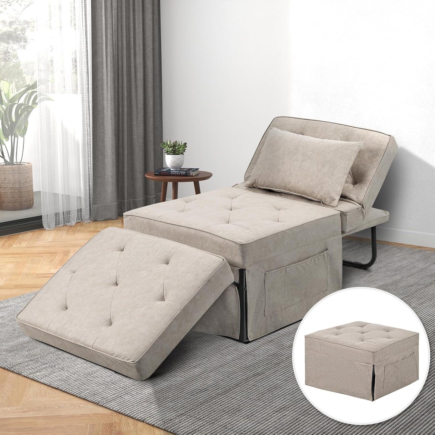 Sofa Bed, 4 in 1 Multi-Function Folding Ottoman for Living Room Apartment Office