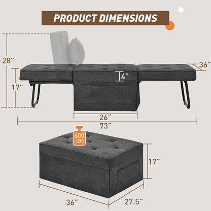 Sofa Bed, 4 in 1 Multi-Function Folding Ottoman for Living Room Apartment Office