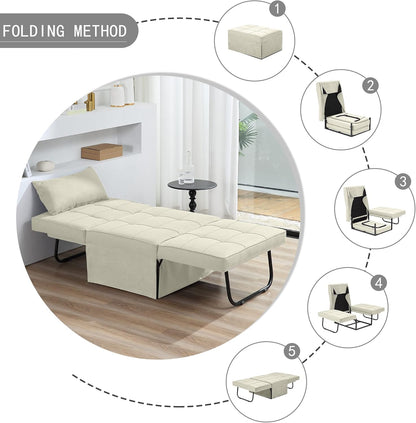 Sofa Bed, 4 in 1 Multi-Function Folding Ottoman for Living Room Apartment Office
