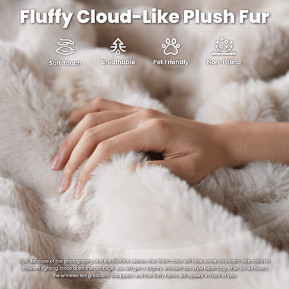 OVIOS Luxurious Fluffy Faux Fur Bean Bag Couch