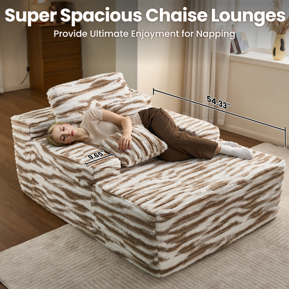 OVIOS Boneless Chaise Lounge,Luxurious Faux Fur, No Assembly Required