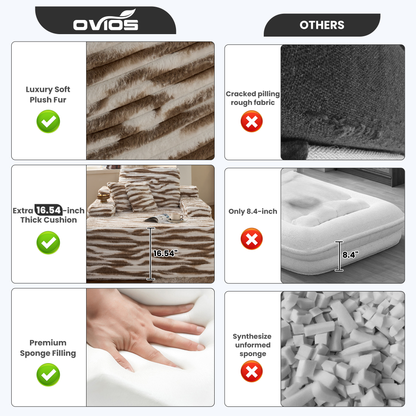 OVIOS Boneless Chaise Lounge,Luxurious Faux Fur, No Assembly Required